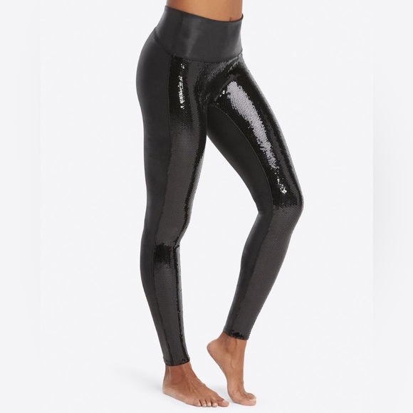 SPANX Pants - SPANX Faux Leather Sequin Leggings